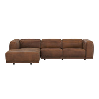 Beau Lucia Tobacco Leather Sectional w/ Chaise - Sectional Cushion Detail | Bone & Brass