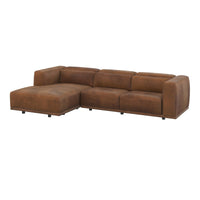 Beau Lucia Tobacco Leather Sectional w/ Chaise - Sectional View | Bone & Brass