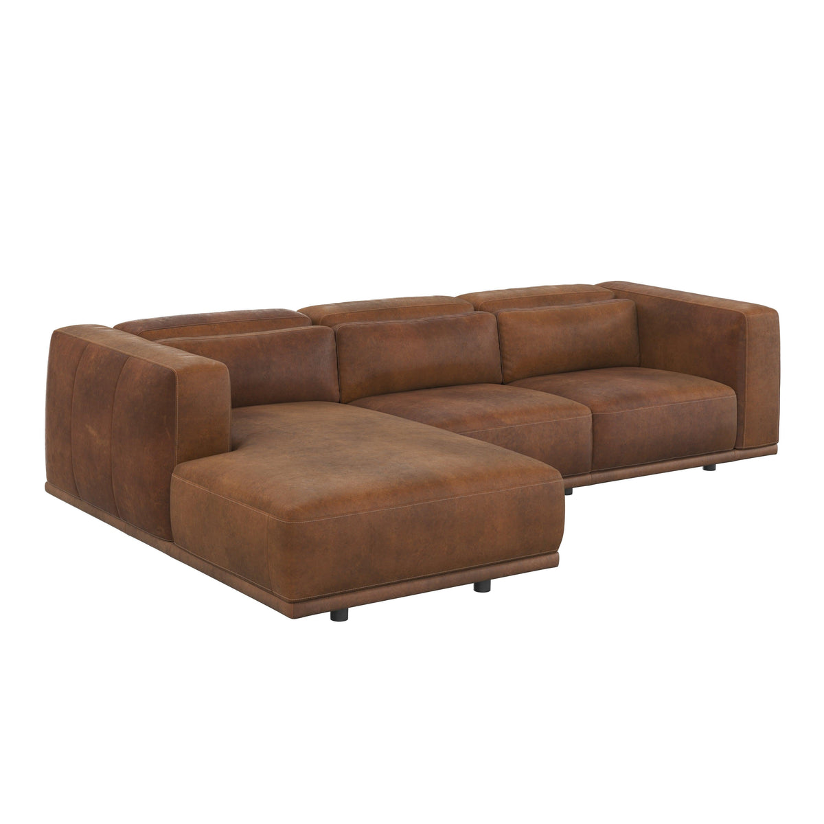 Beau Lucia Tobacco Leather Sectional w/ Chaise | Bone & Brass