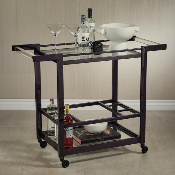 Beaumont Black Nickel & Acrylic Handle Bar Cart - Bar Cart Detail | Bone & Brass