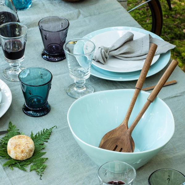 Bee Ceramic Serving Bowl, Ecru or Light Blue - Bowl Detail | Bone & Brass