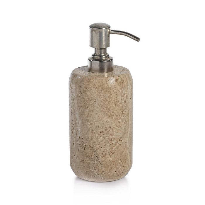 Beige Travertine Marble Soap & Lotion Dispenser | Bone & Brass
