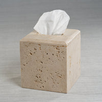 Beige Travertine Marble Tissue Box Cover - Cover Detail | Bone & Brass