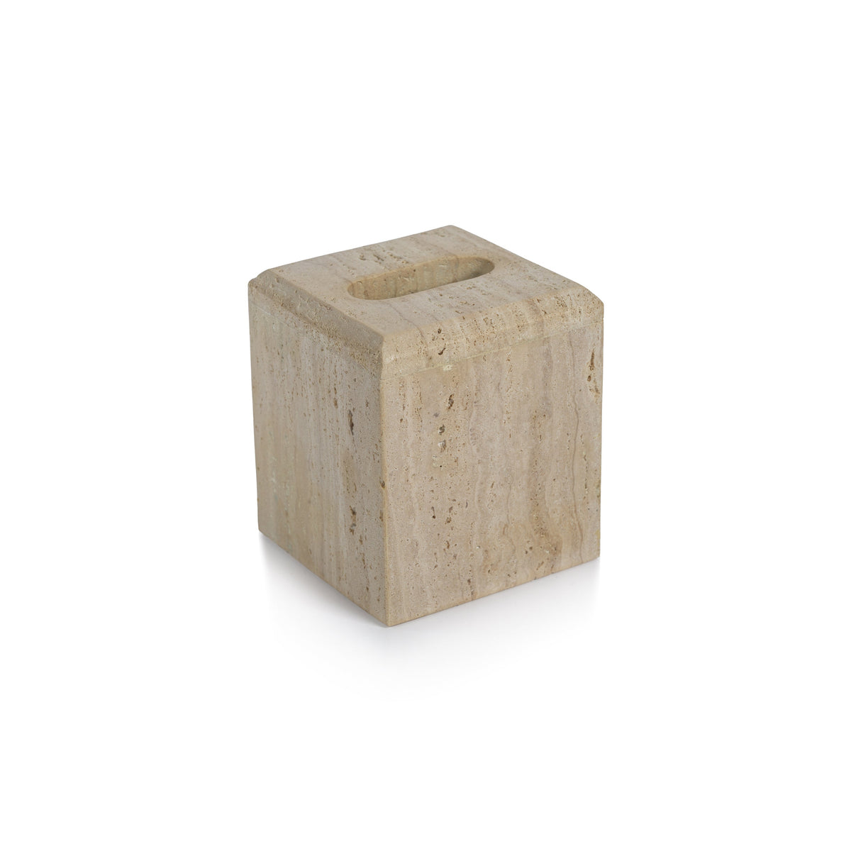 Beige Travertine Marble Tissue Box Cover | Bone & Brass