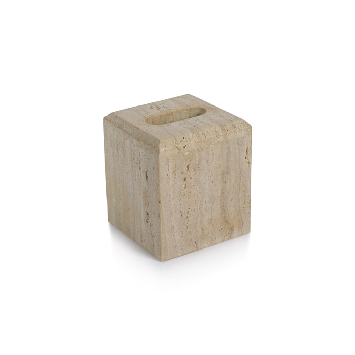 Beige Travertine Marble Tissue Box Cover | Bone & Brass