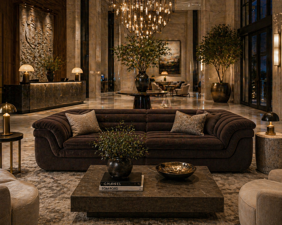Bello Mink Brown Sofa - Sofa Side View | Bone & Brass