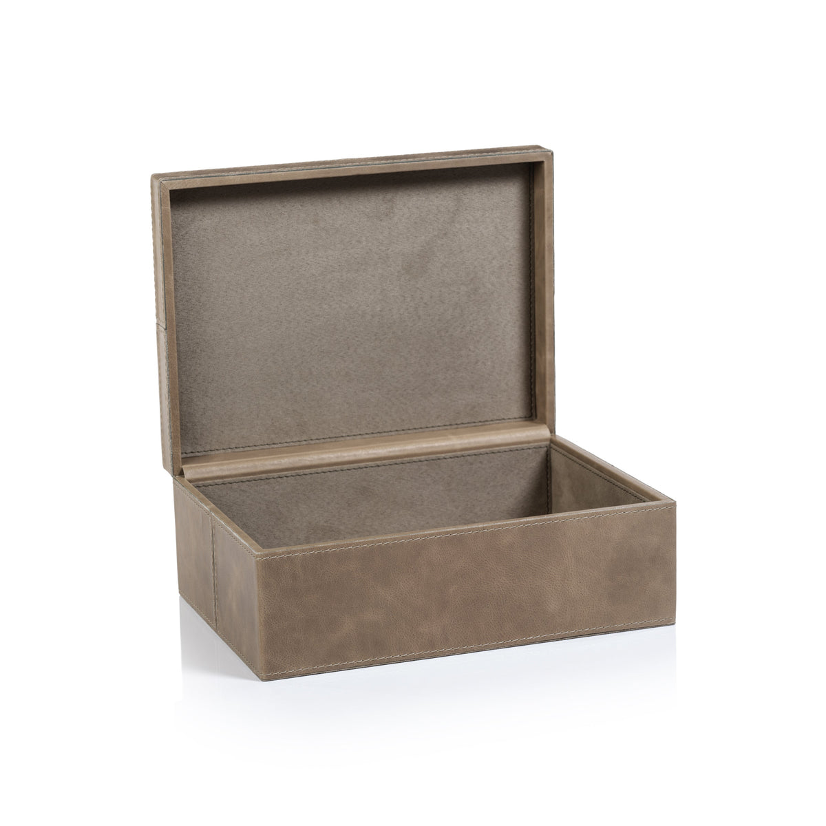 Bellecôte Mink Leather Decorative Box, Large - Box Top View | Bone & Brass