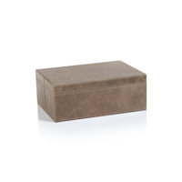 Bellecôte Mink Leather Decorative Box, Large | Bone & Brass
