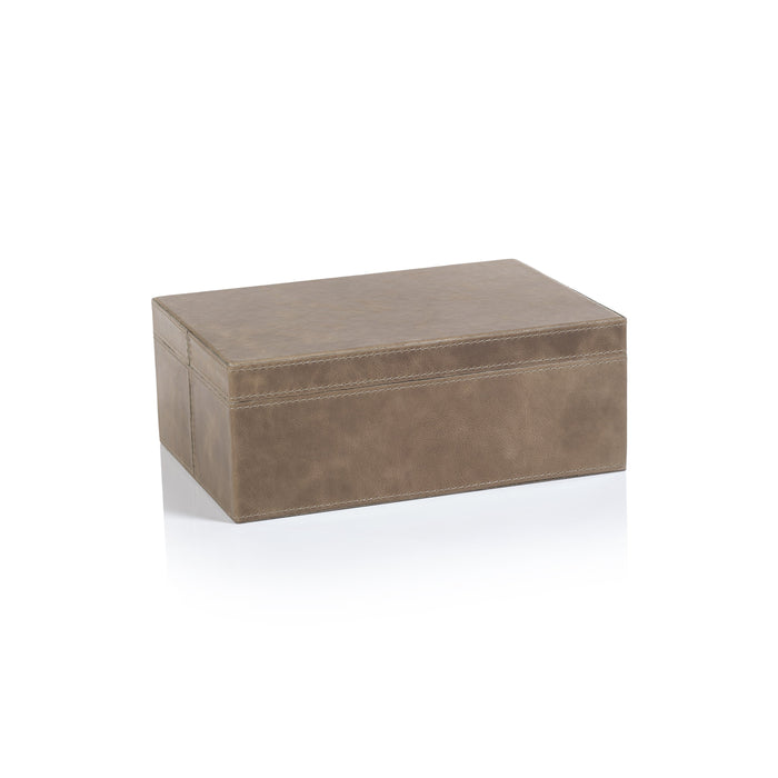 Bellecôte Mink Leather Decorative Box, Large | Bone & Brass