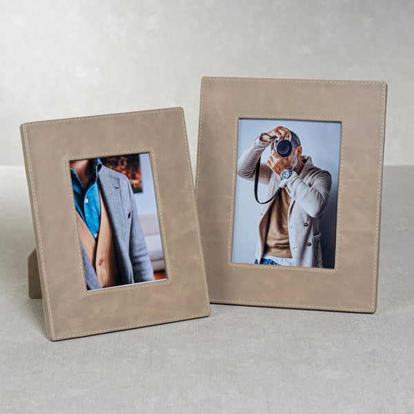 Bellecôte Mink Leather Photo Frame 5x7 - Frame Detail | Bone & Brass