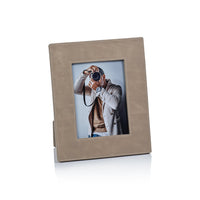 Bellecôte Mink Leather Photo Frame 5x7 | Bone & Brass