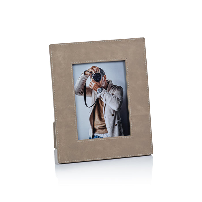 Bellecôte Mink Leather Photo Frame 5x7 | Bone & Brass