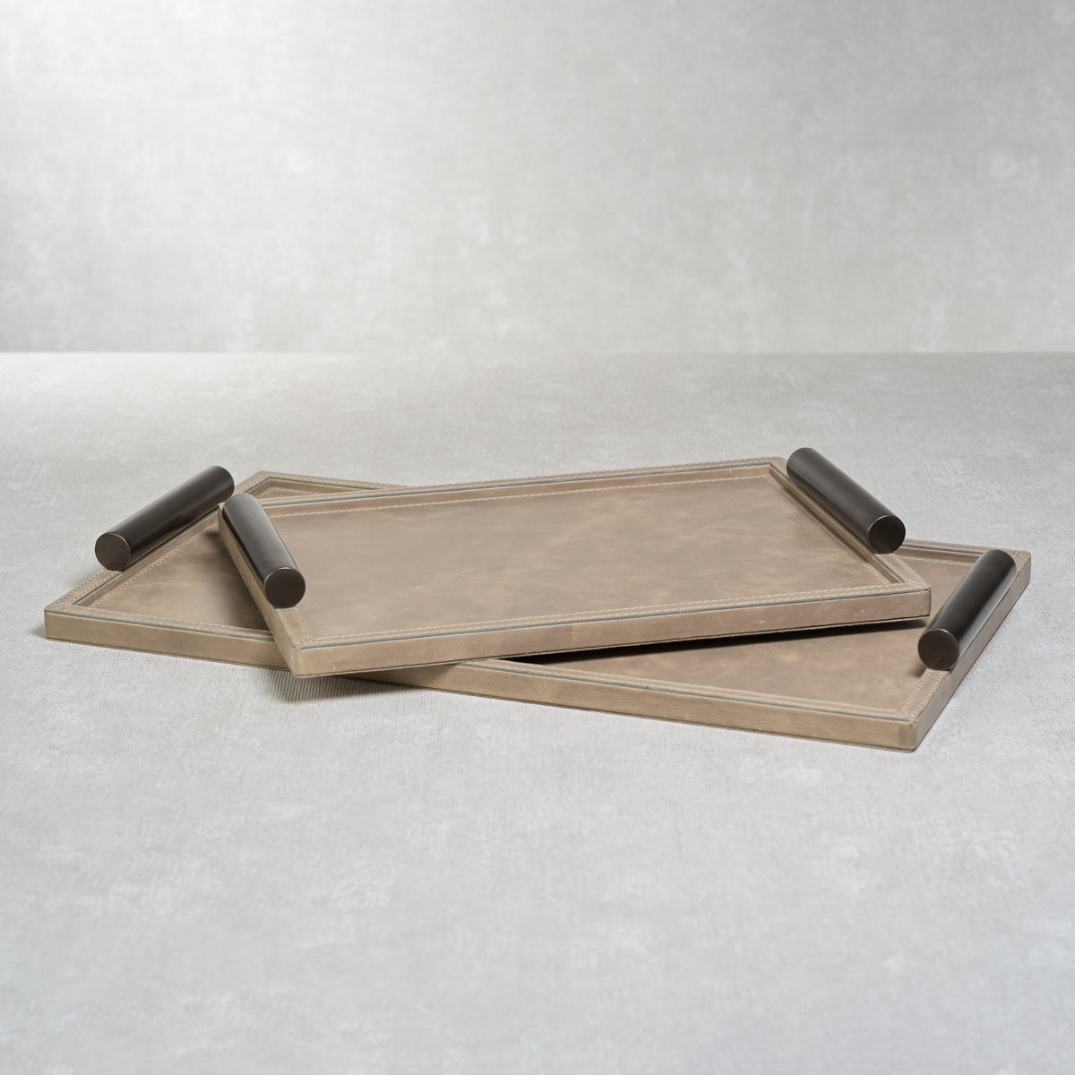 Bellecôte Mink Leather Serving Tray, Small - Tray Detail | Bone & Brass