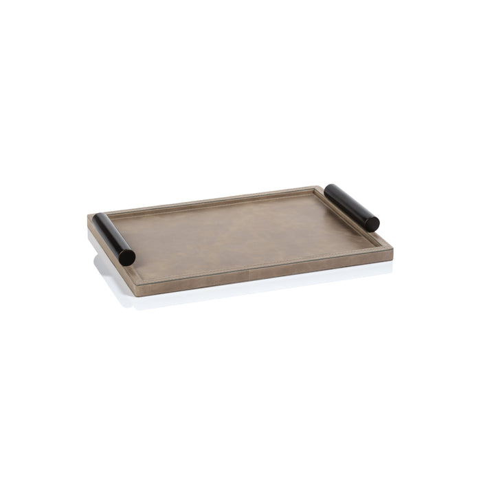 Bellecôte Mink Leather Serving Tray, Small | Bone & Brass