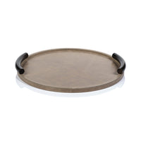 Bellecôte Round Mink Leather Serving Tray | Bone & Brass