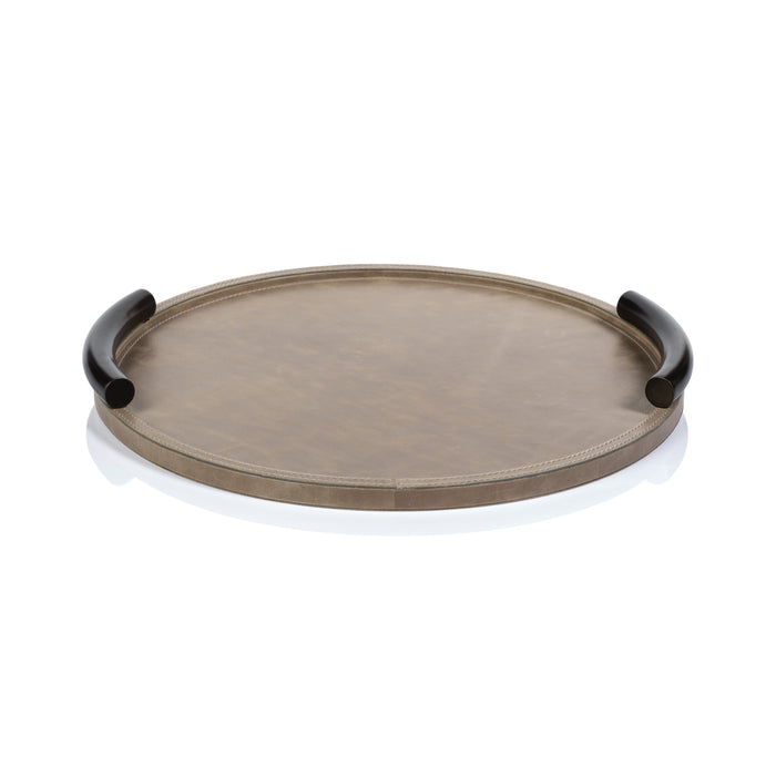 Bellecôte Round Mink Leather Serving Tray | Bone & Brass