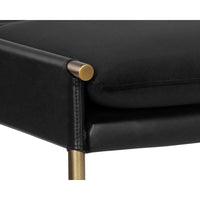 Bellevue Upholstered Bench - Bravo Black Leather - Bench Upholstery Detail | Bone & Brass