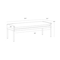 Bellevue Upholstered Bench - Bravo Black Leather - Bench Side View | Bone & Brass