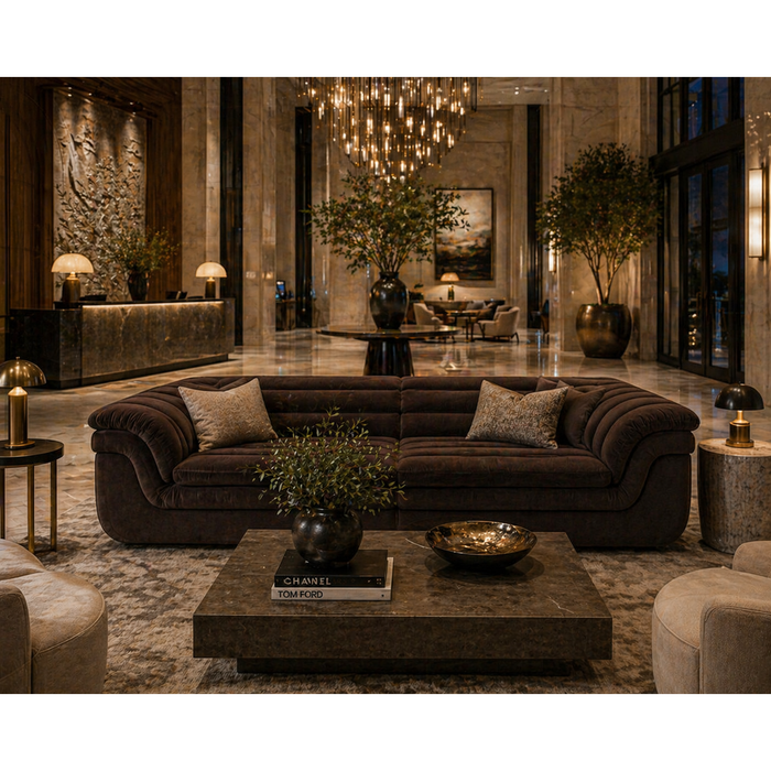 Bello Mink Brown Sofa - Sofa Side View | Bone & Brass