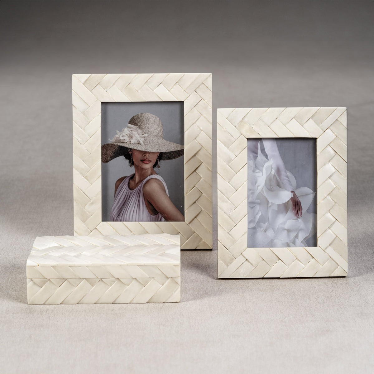 Bengkulu Bone Braided Photo Frame 4x6 - Frame Detail | Bone & Brass