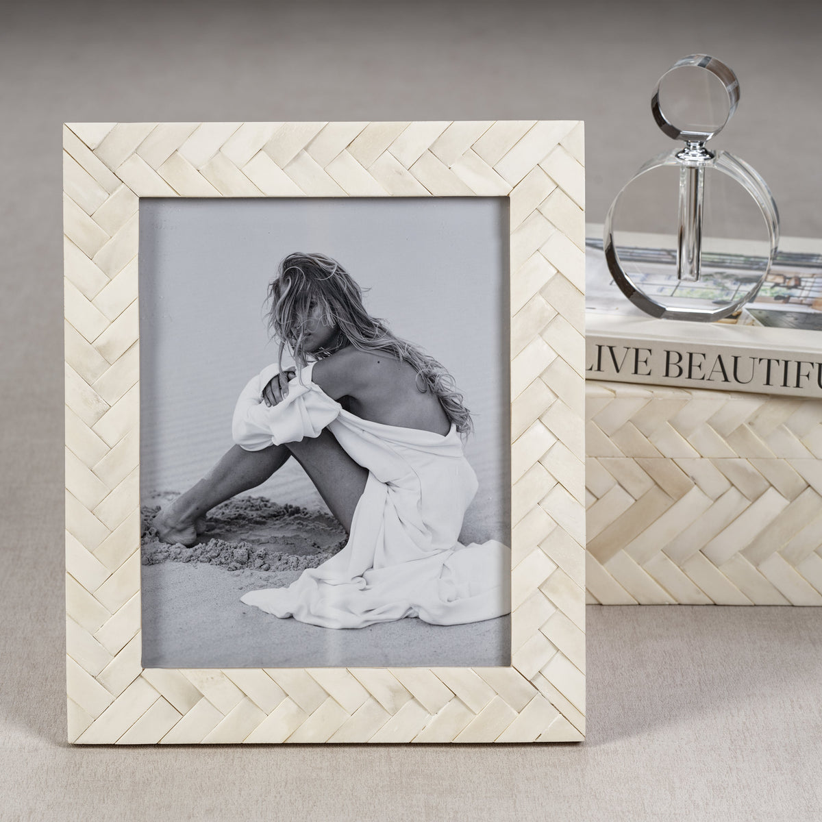 Bengkulu Bone Braided Photo Frame 8x10 - Frame Detail | Bone & Brass