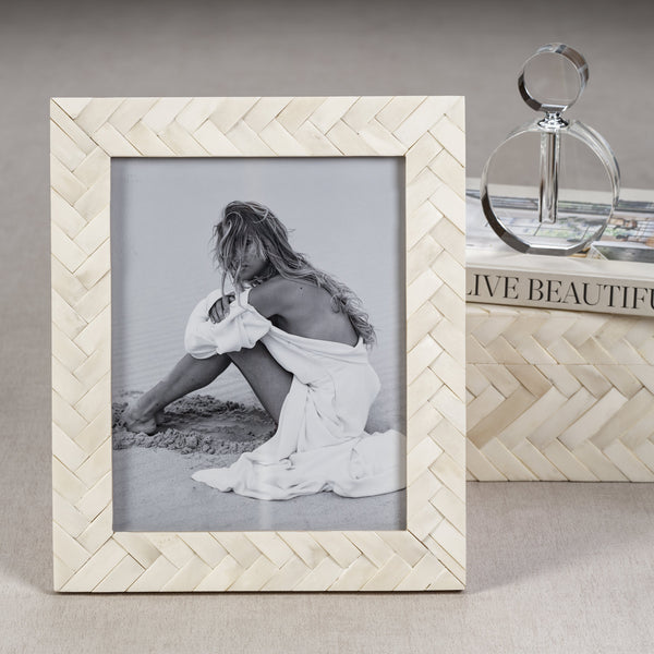 Bengkulu Bone Braided Photo Frame 8x10 - Frame Detail | Bone & Brass