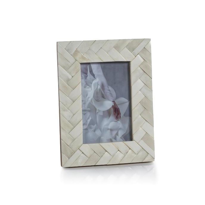 Bengkulu Bone Braided Photo Frame 4x6 | Bone & Brass