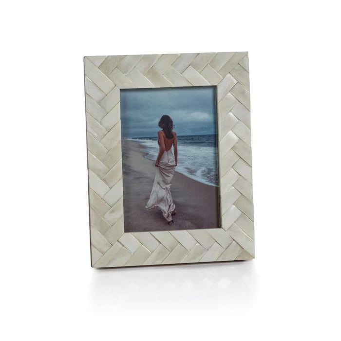Bengkulu Bone Braided Photo Frame 5x7 | Bone & Brass