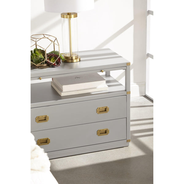 Benji Dove Gray Nightstand - Nightstand Side View | Bone & Brass