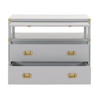 Benji Dove Gray Nightstand - Nightstand Drawer Detail | Bone & Brass
