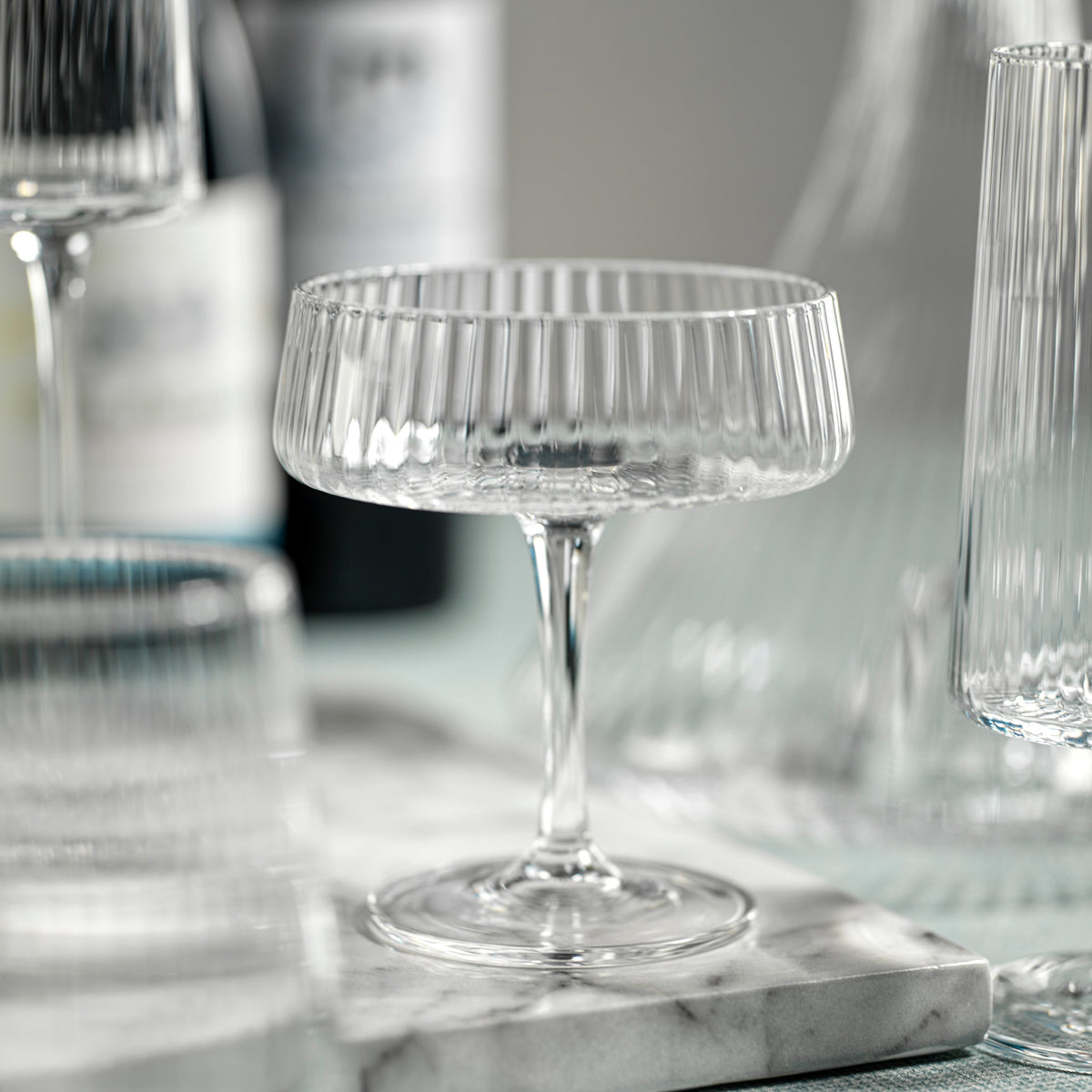 Benji Ribbed Fluted Textured Martini Glasses, Set 4 - Glass Detail | Bone & Brass