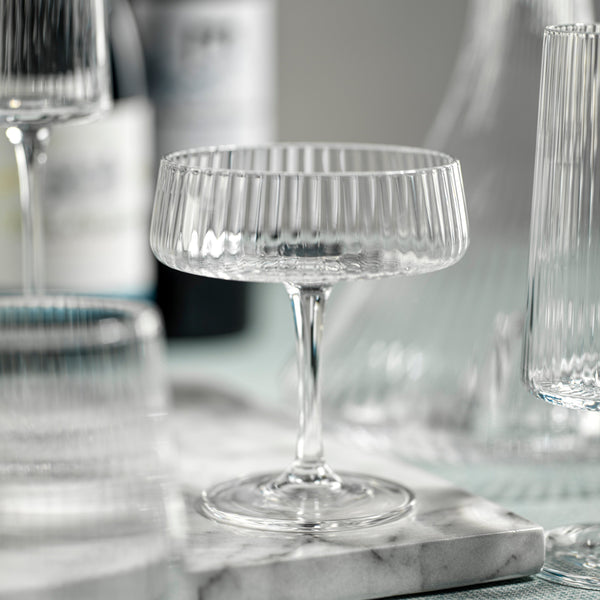 Benji Ribbed Fluted Textured Martini Glasses, Set 4 - Glass Detail | Bone & Brass