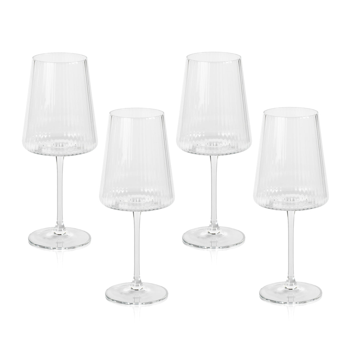 Benji Ribbed Fluted Textured Wine Glasses, Set 4 - Glass Stem Detail | Bone & Brass
