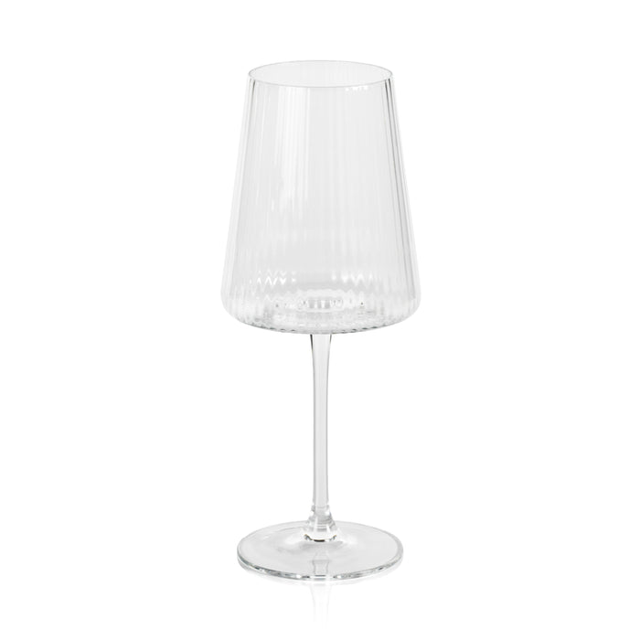 Benji Ribbed Fluted Textured Wine Glasses, Set 4 | Bone & Brass
