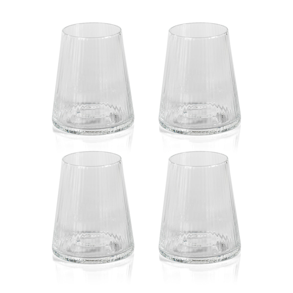 Benji Ribbed Taper Up Textured Glasses, Set 4 - Glass Side View | Bone & Brass