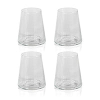 Benji Ribbed Taper Up Textured Glasses, Set 4 - Glass Side View | Bone & Brass