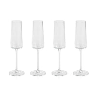Benji Ribbed Textured Champagne Flutes, Set 4 - Glass Stem Detail | Bone & Brass