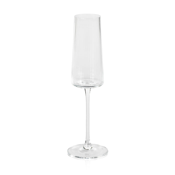 Benji Ribbed Textured Champagne Flutes, Set 4 | Bone & Brass
