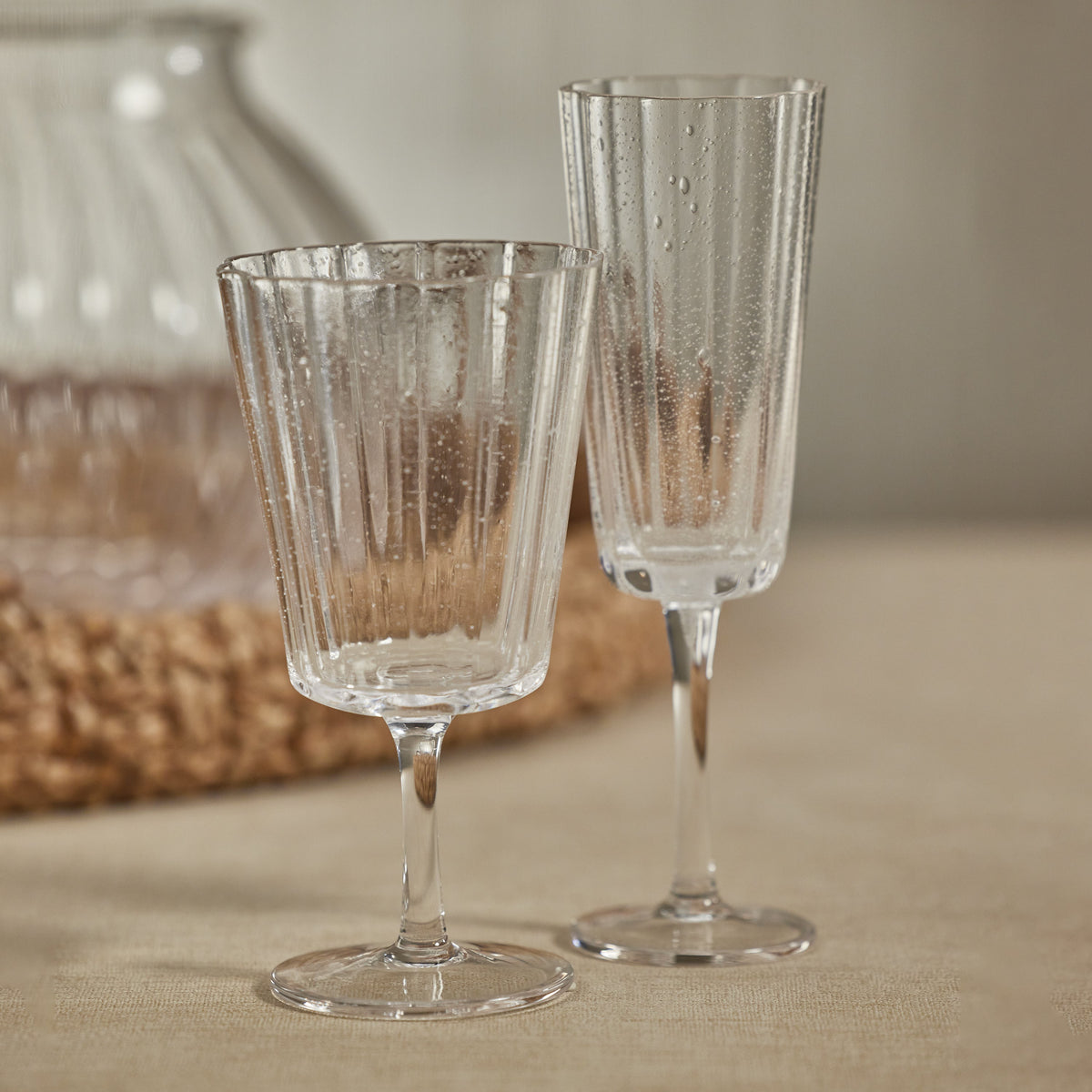Benoit Bubble Wine Glasses, Set 4 - Glass Detail | Bone & Brass