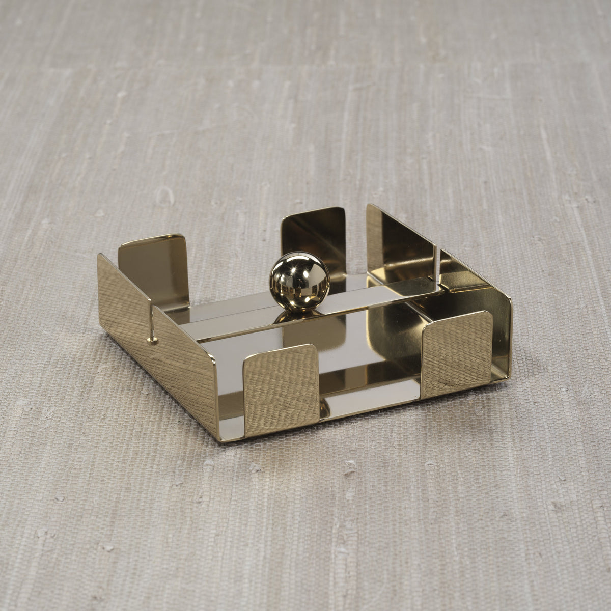 Bento Polished Gold Cocktail Napkin Holder - Holder Side View | Bone & Brass