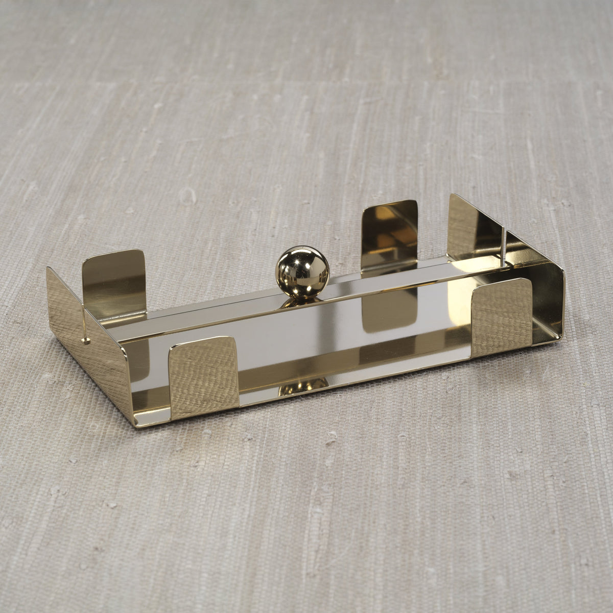 Bento Polished Gold Dinner Napkin Holder - Holder Side View | Bone & Brass