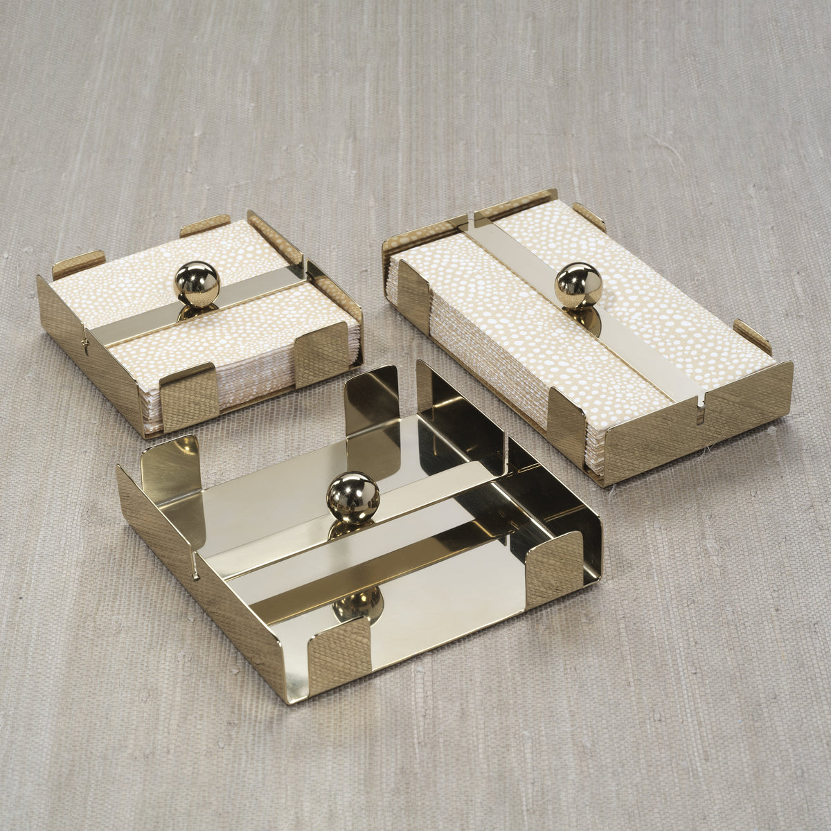 Bento Polished Gold Dinner Napkin Holder - Holder Close Up | Bone & Brass