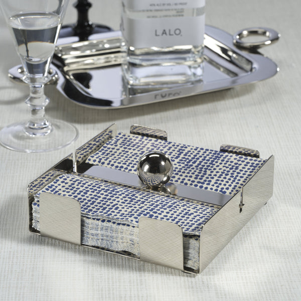 Bento Polished Nickel Cocktail Napkin Holder - Holder Detail | Bone & Brass