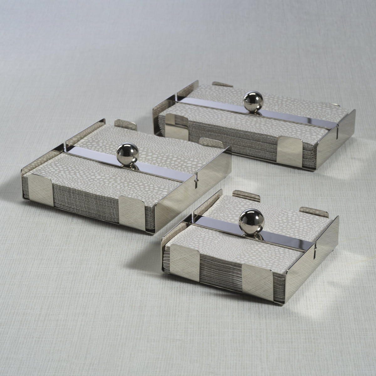 Bento Polished Nickel Cocktail Napkin Holder - Holder Side View | Bone & Brass