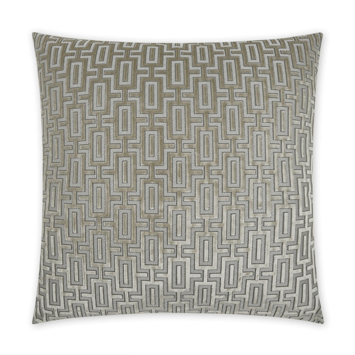 Bergman 24x24 luxury throw pillow with a geometric taupe and white polyester-viscose pattern.