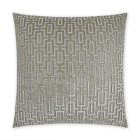 Bergman 24x24 luxury throw pillow with a geometric taupe and white polyester-viscose pattern.