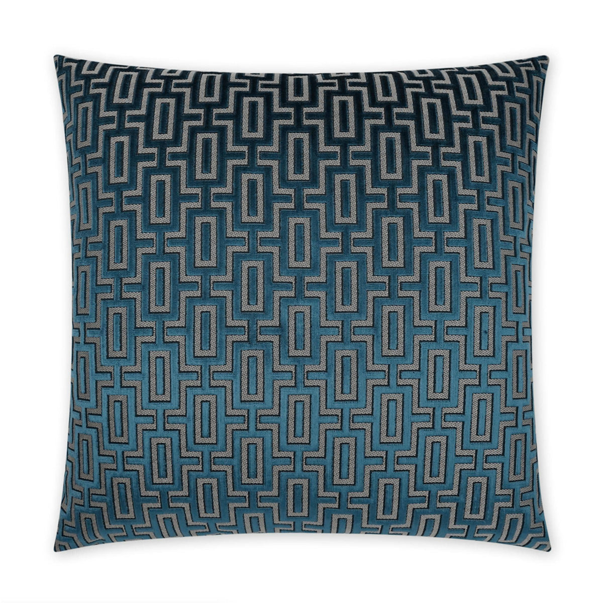 Bergman 24"x24" luxury throw pillow with a blue and gray geometric pattern, seamless zippered cover.