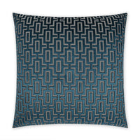 Bergman 24"x24" luxury throw pillow with a blue and gray geometric pattern, seamless zippered cover.