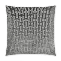 24" square Bergman decorative throw pillow in gray with a geometric rectangular pattern.