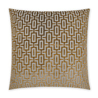 Bergman 24" square decorative throw pillow with gold and silver geometric pattern.